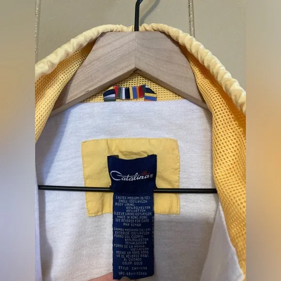 Catalina Vintage Track Windbreaker Jacket Yellow Gold Size Medium Lined - Picture 6 of 9